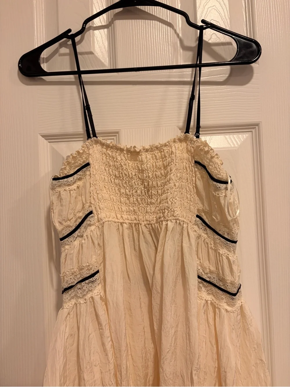 FREE PEOPLE Intimately - Pretty Please Maxi Slip Cream Black Size Small